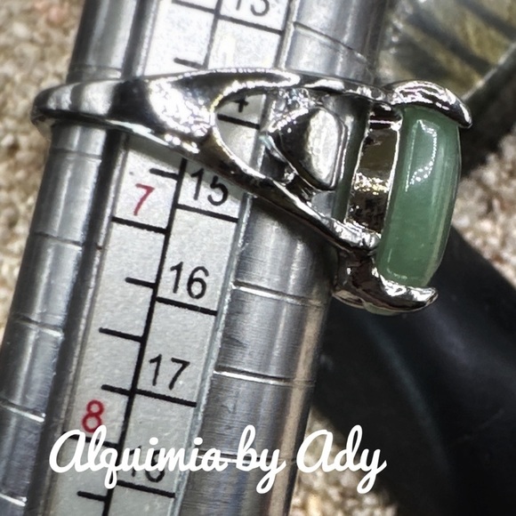 Victorian Green aventurine silver gem ring - Picture 2 of 4